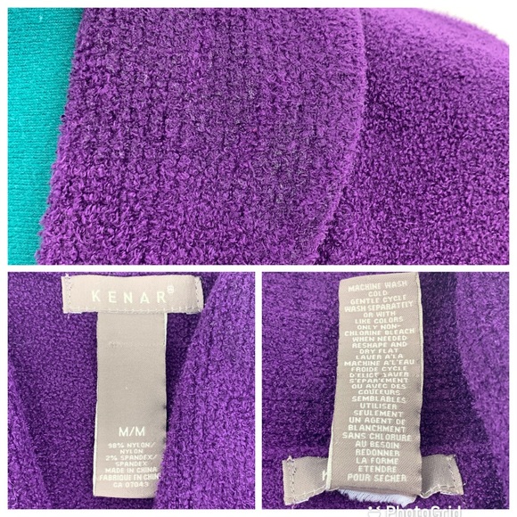 Kenar Purple Plush Knit Shawl Collar Fitted Waist Sweater, Medium - Picture 16 of 16